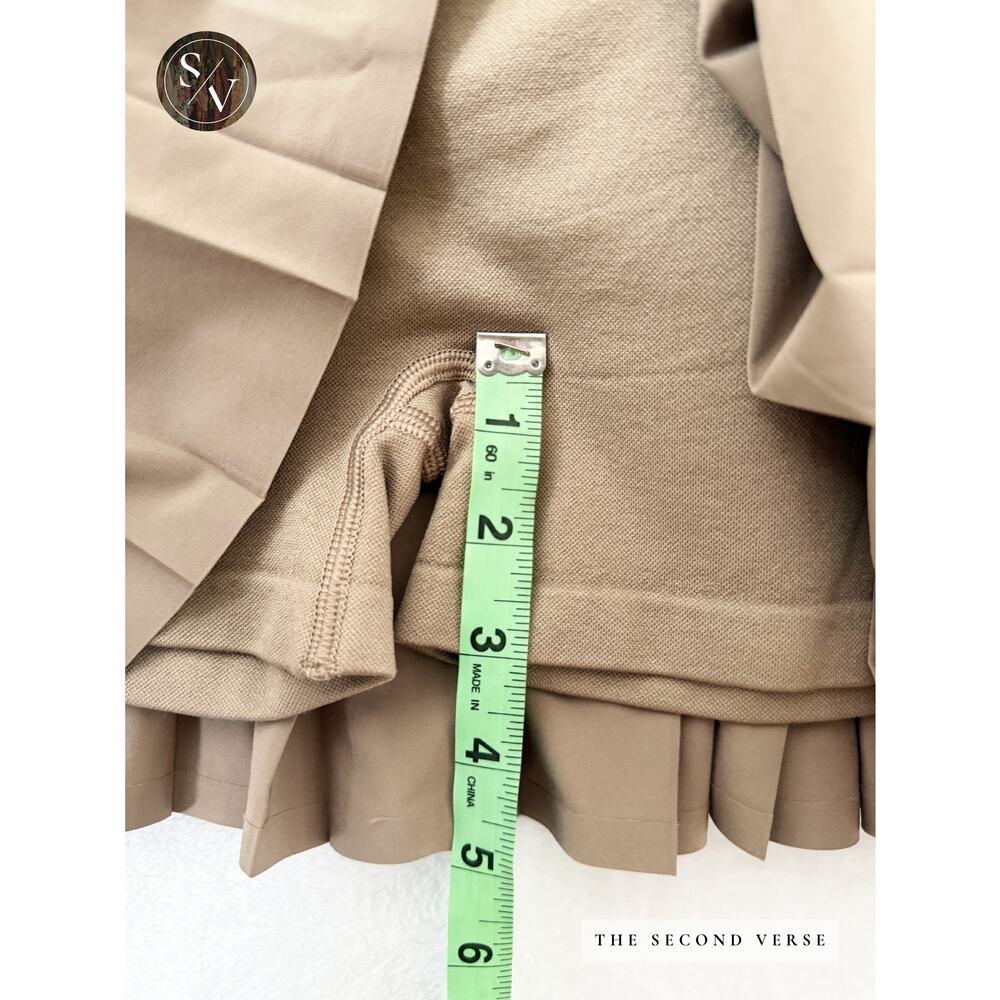 Offline By Aerie Pleated Bow Pleated Wide Waistband Skirt Tan White Size Medium - Picture 6 of 11